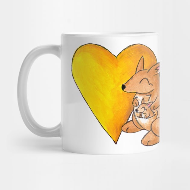 Big Yellow Kangaroo Heart by KristenOKeefeArt